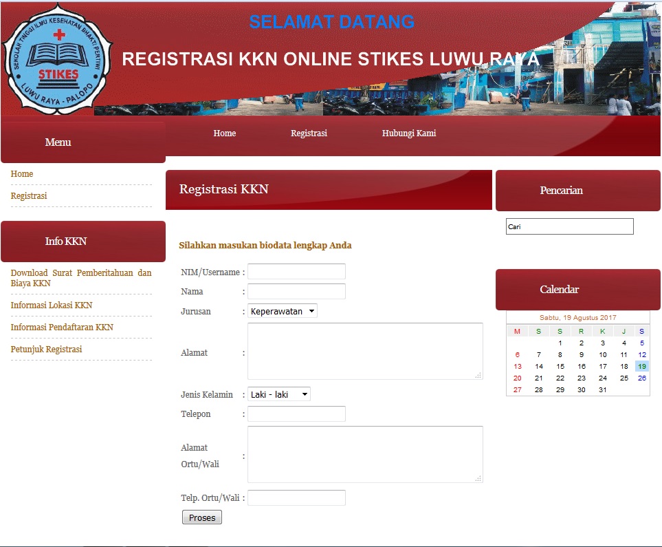 Halaman Registrasi KKN Online