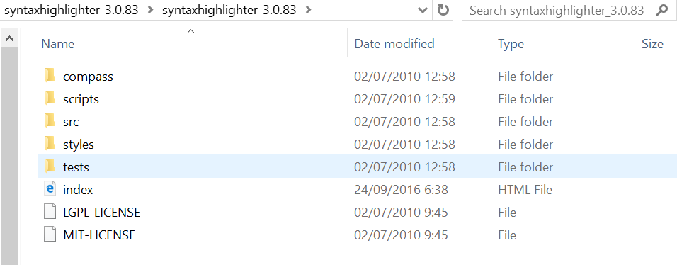 Folder Syntaxhighlighter